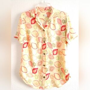 FLAW Vintage Sportif Fruit Print Shirt Short Sleeve Size Small Chest 32"